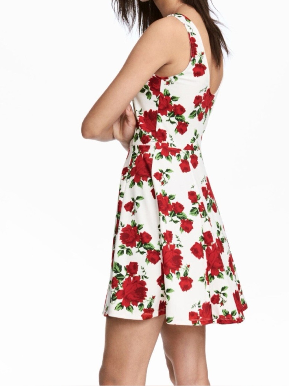 Divided Floral Red Roses Dress
